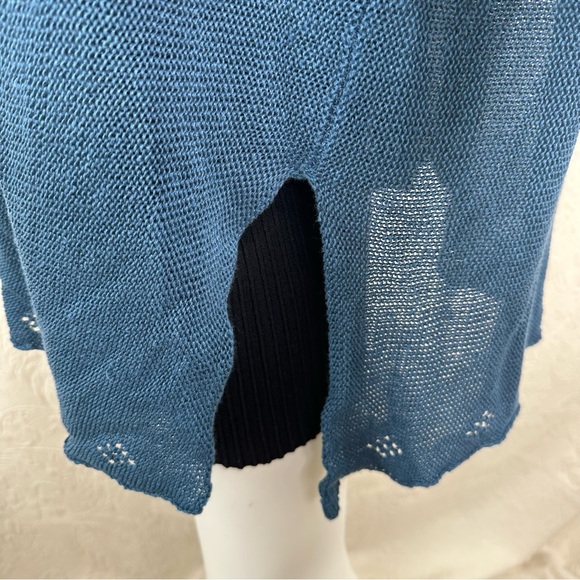 Cheyenne OSFM Teal Boatneck Sweater with Pointelle Hem - Picture 6 of 12